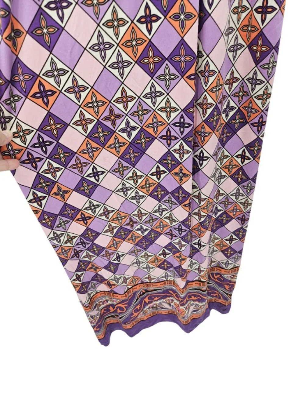 Tory Burch Geometric Silk Maxi Dress Purple Women's Size S Preppy Boho Summer